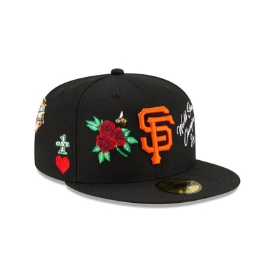 Black San Francisco Giants Hat - New Era MLB Icon 59FIFTY Fitted Caps USA9285371